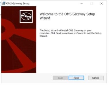 Willkommensbildschirm des OMS-Gateway-Setup-Assistenten