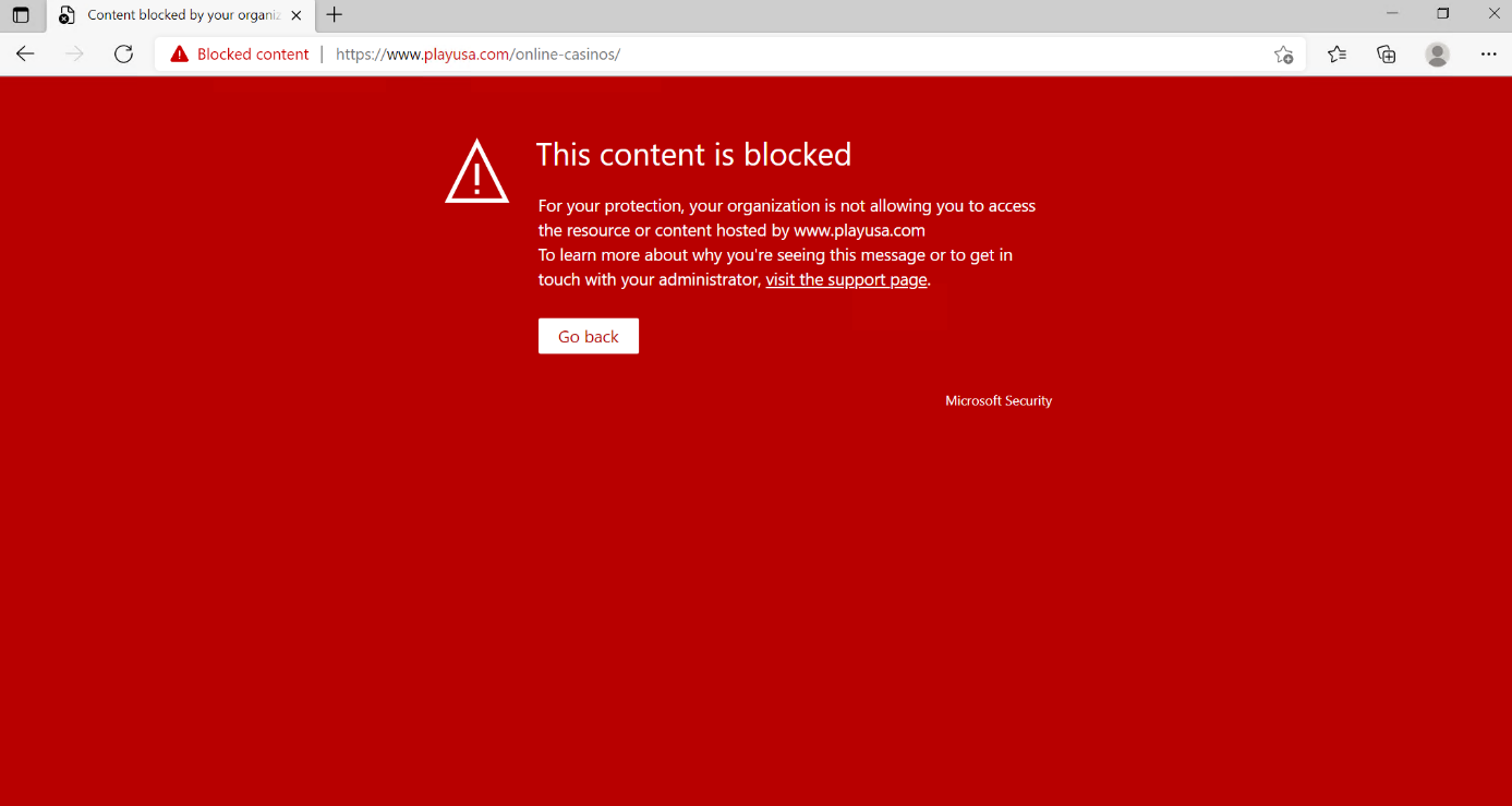 Ein durch SmartScreen blockierter Aufruf in Microsoft Edge.
