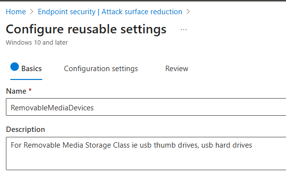 Reusable Settings in Intune unter Attack Surface Reduction definieren.