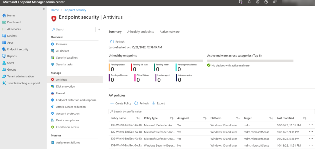 Intune-Endpoint-Security-Profil „Microsoft Defender Antivirus" mit den Cloud-Schutz-Einstellungen