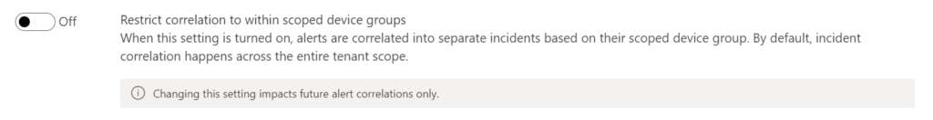 Schalter „Warnungskorrelation auf Gerätegruppen beschränken" in den Advanced Features