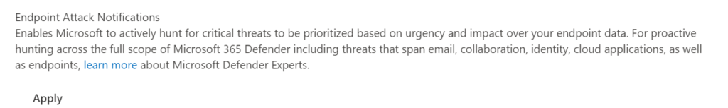 Schalter „Benachrichtigungen über Endpunktangriffe" in den Advanced Features