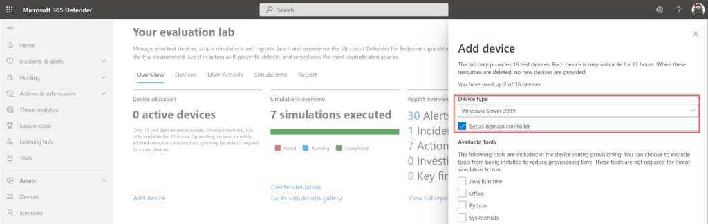 Windows Server 2019 lässt sich im Lab als Domänencontroller bereitstellen
