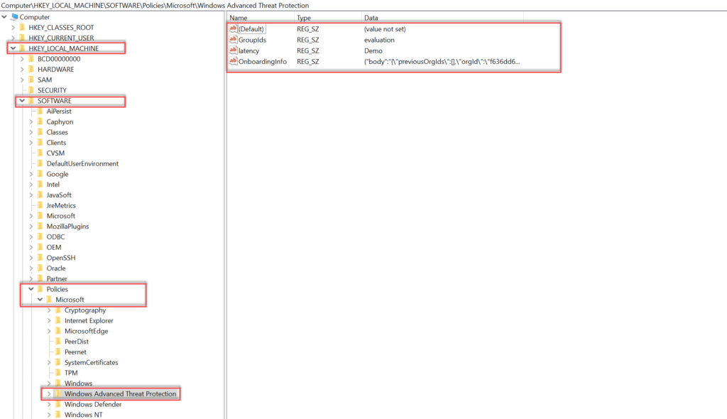 Onboarding-Informationen in der Windows-Registrierung