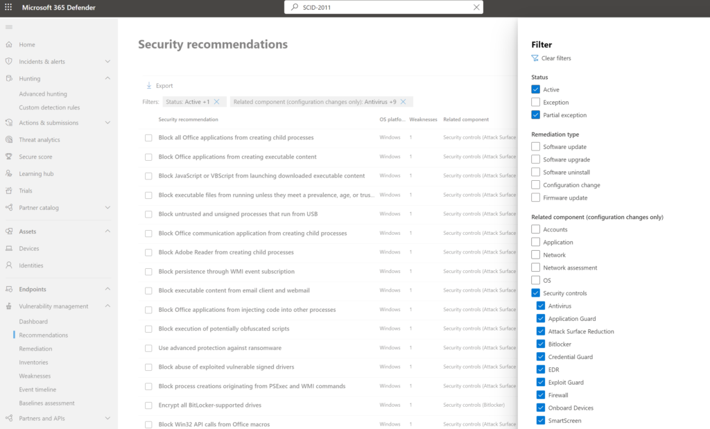 Empfehlungen gefiltert nach der Komponente „Security controls".