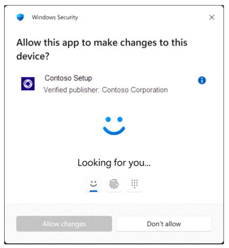 Windows-Sicherheits-Dialog fordert die Bestätigung einer administrativen Aktion über Windows Hello an